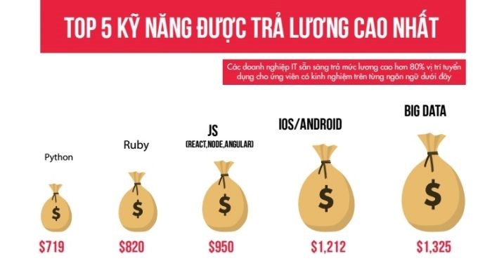 Những ngôn ngữ được trả lương cao nhất (theo topdev)